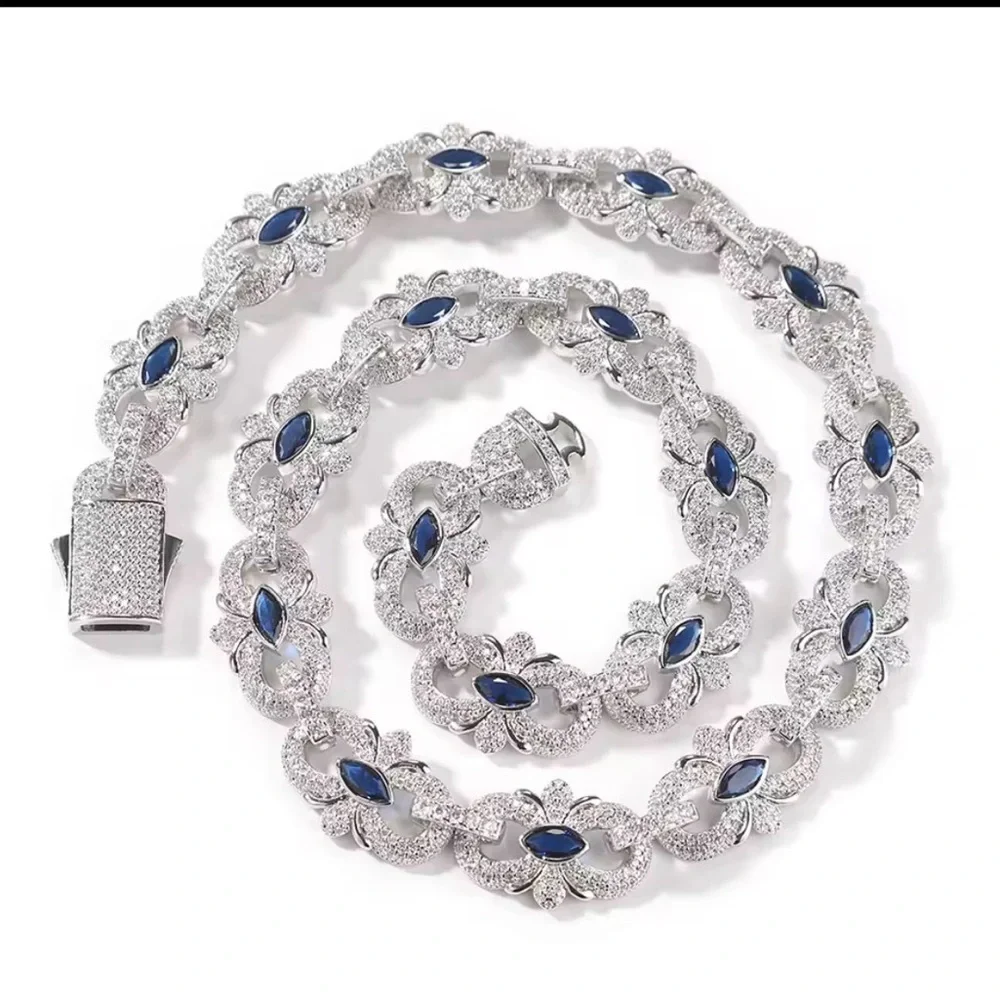 Blue and silver infinity link chain 20inch